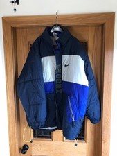 Nike Swoosh Vintage 90’s White and Blue Oversized Puffer Ski Coat Men’s
