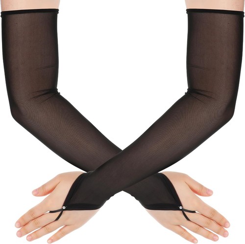 Long fingerless gloves black - fingerless,