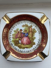 Limoges Porcelain Pin Dish, Ashtray Featuring A Courting Couple Scene