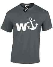 W ANCHOR MENS T SHIRT BOAT SHIP NAVY PARODY NOVELTY NAUTICAL ADULT HUMOUR TEE