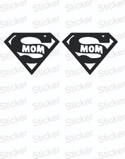 2 Super Mom LOGO-Stickers-Decals-Car-Wall-Mirror-Window-53x70mm each