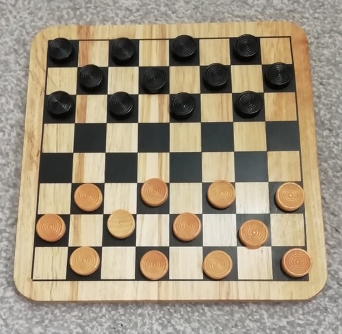 Wooden draughts checkers set - wooden,
