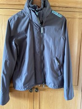 Superdry Professional Windcheater Grey Turquoise Triple Zip Cuffed Neck Size L