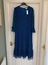 Wallis Blue Dress/Black Spots