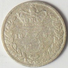 3d 1884 VICTORIA COIN 925 STERLING SILVER THREE PENCE THREEPENNY PIECE