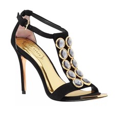 NEW Ted Baker Zlamin Womens Black Embellished Stiletto Heeled Sandals EU 39 US 9