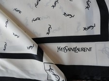 YVES SAINT LAURENT YSL 100% Silk Vintage Square Scarf 34 x 34" MONOCHROME PARIS-