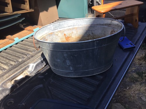Oval galvanised steel wash tub - galvanised,