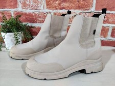 WOMENS ZARA UK 5 EU 38 NUDE FAUX LEATHER CHUNKY CHELSEA ANKLE BOOTS