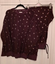 NEXT TALL XL Sweatshirt Style Super Soft Pyjamas in Burgundy Heart Print