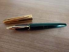 WATERMAN EDSON EMERALD GREEN FOUNTAIN PEN 18K GOLD FINE NIB EXCELLENT CONDITION