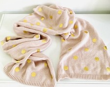 Boden Pink Gold Polka Dot Foiled Scarf Wool Blend Warm Good Condition 