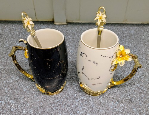 Enamel flower coffee tea - tea, cup