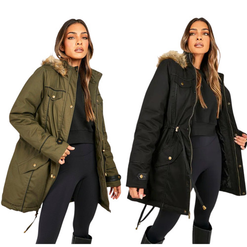 Ladies winter parka coat faux - ladies,