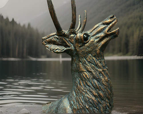 Red deer stag - red, rock