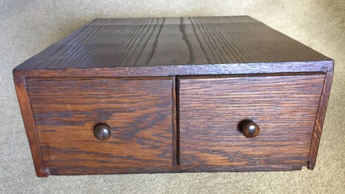 Oak drawer card file cabinet - oak,