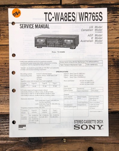 Sony wa8es wr765s - sony, tc-wr765s