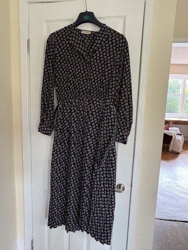 Navy cream print belted - navy/cream,