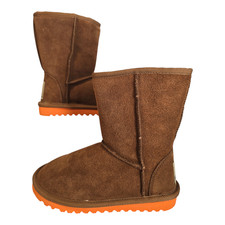 Sheep Feet Boots Brown Leather Fleece Lined UK Size 13 EU 32