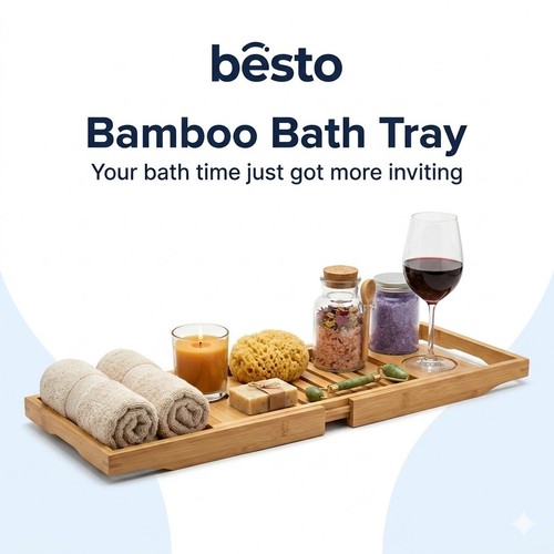 Bamboo wooden bath cady tray - wooden,