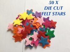 50 X MIX COLOUR DIE CUT FELT STAR SHAPES 25MM  CARD MAKING ARTS & CRAFT KIDS