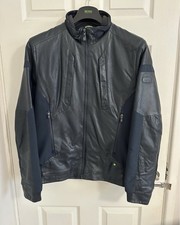 Hugo Boss Men's Leather Jacket (Medium) - Very Rare exquisite Blue -RRP £450.00