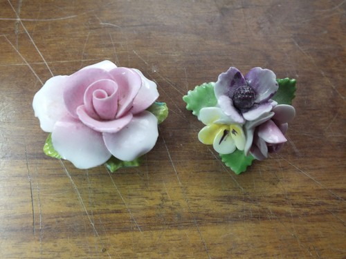 Coalport brooch chipped - coalport,