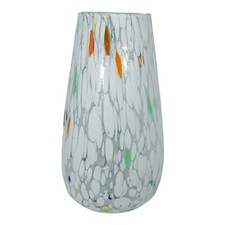 Large Murano Glass Vase White Multi Millefiori 22cm