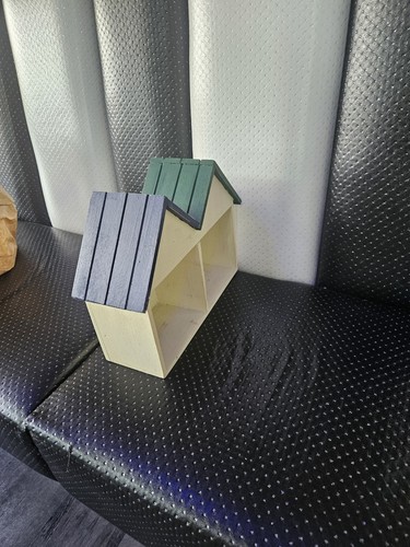 House shaped wooden display - wooden,