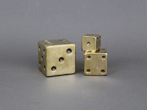 Solid bronze dice sculpture - solid,