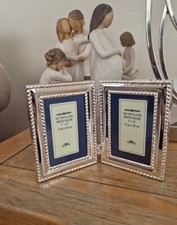 Silver Plated Twin photo picture frame folding hinged 3" x 4"-  New Old Stock 