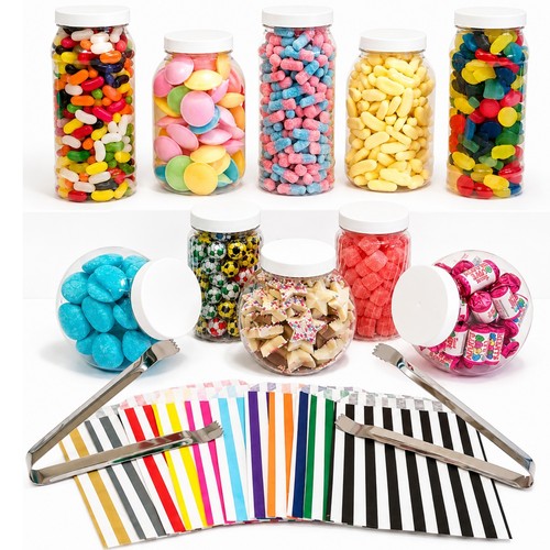 Assorted plastic sweet jars - assorted,
