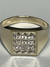 9CT GOLD GENTS DIAMOND SIGNET