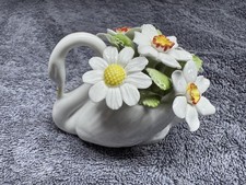 Royal Doulton for St Michael Swan Ornament With Spring Flowers 7cm Tall 8cm Long