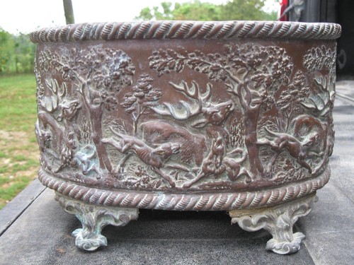 Antique french brass planter - brass,