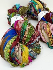 Sari Silk Ribbon, Patterned Sari. Craft Yarn. Fibre Art, UK Seller. Crochet, 10m