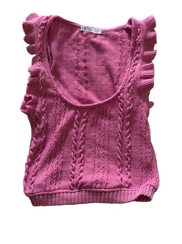 Zara women pink solid knit - pink,