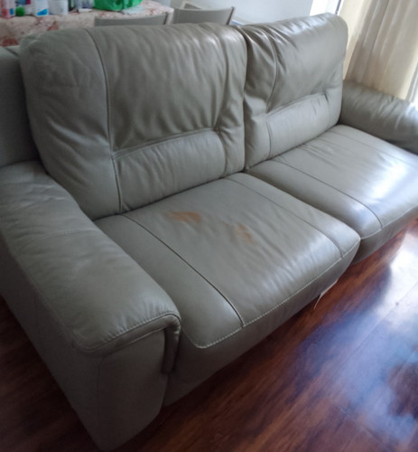 Light grey leather seater - leather, 2-seater
