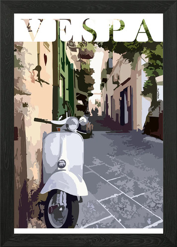 Vespa italian alley framed - vespa,