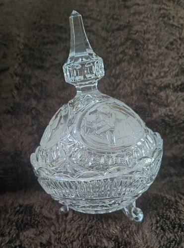 Excellent lidded cut glass bon - glass,