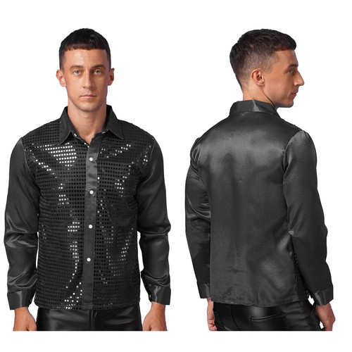 Men sparkly sequin shirt - men,