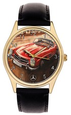 CLASSIC 1957 MERCEDES BENZ 300SL FLAME RED VINTAGE CAR ART BRASS WRIST WATCH