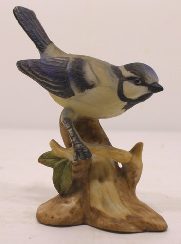 Vintage porcelain blue tit - blue,