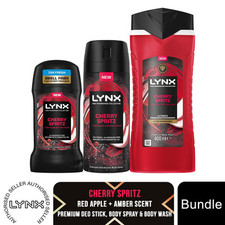 Lynx Fine Fragrance Cherry Spritz Bundle Body Wash, Spray & Stick for Men