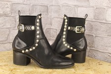 BLACK FAUX LEATHER BLOCK HEEL