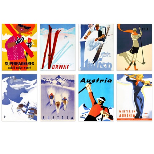 Vintage winter european skiing - vintage,