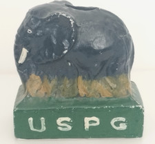 1920's USPG CHARITY DONATION COLLECTION MONEY BOX PAPIER MACHE MISSIONARY CHURCH