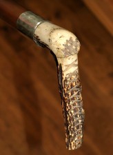 Top Quality Antique Hunting Riding Crop with Antler Solid Silver Birmingham 1899