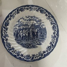 Myotts Staffordshireware 'Country Life' Blue & White Dinner Plate 10"/25.5cmD.”
