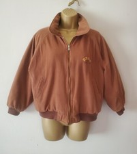 Vintage NAF NAF Embroidered Logo Brown Short Bomber Fleece Jacket Size 12